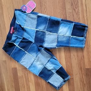 ZANA DI Vintage Patchwork Denim Fringe Jeans Sz 22